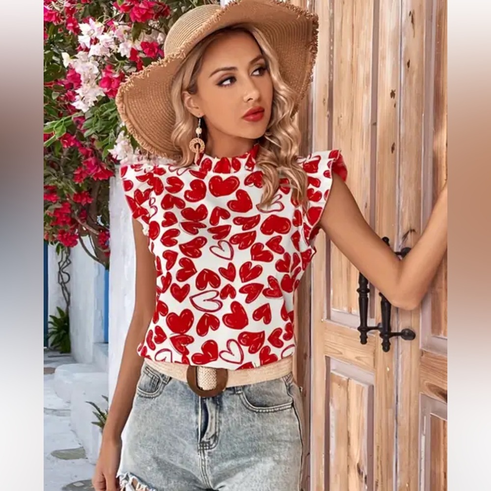 Heart Print Blouse